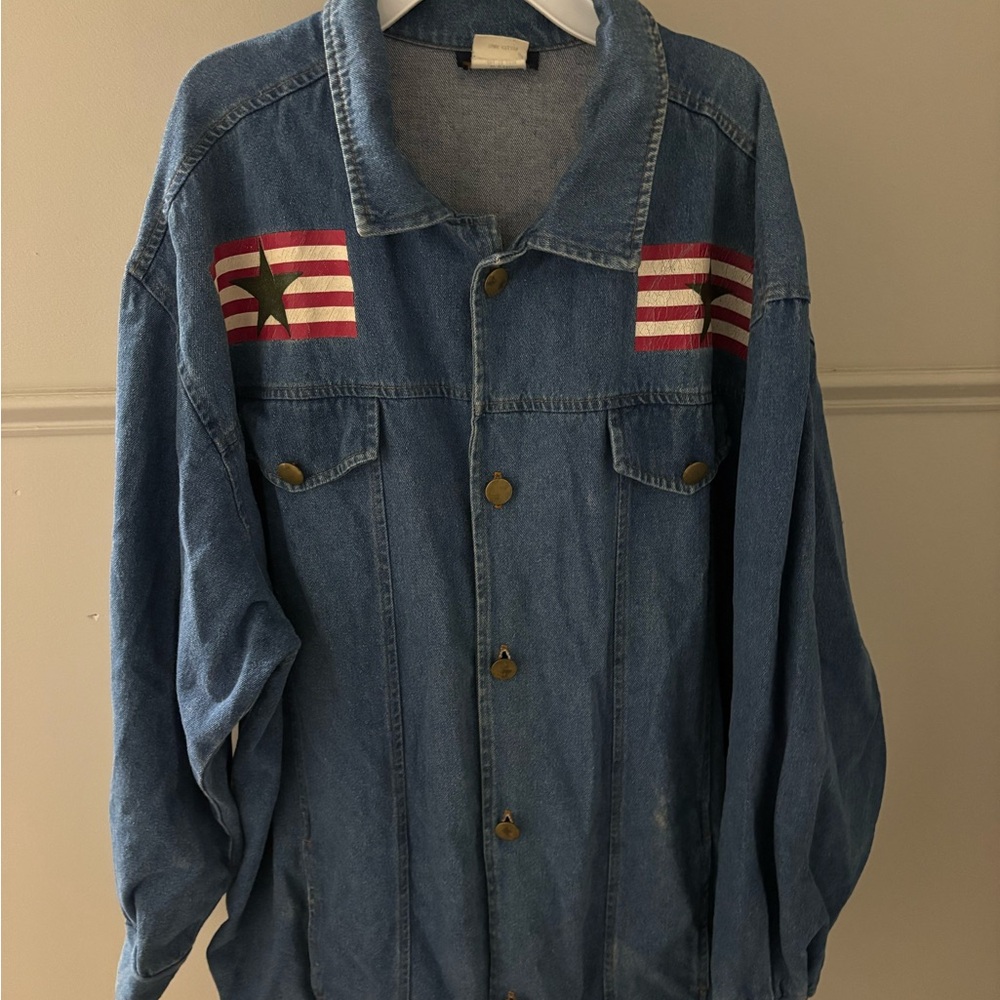 Hunter Light Blue Denim Shirt Jacket with Gold Logo Label